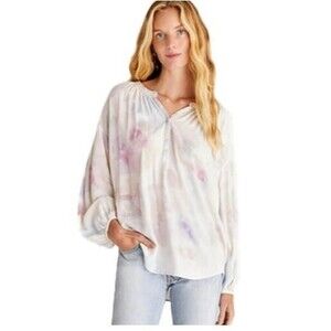 Z Supply Bayfront Blouse Tye Dye Woven Top Retail $74 NWT Womens Size S